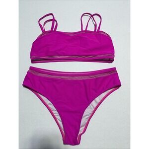 Cupshe Magenta Strappy Bandeau Bikini Set